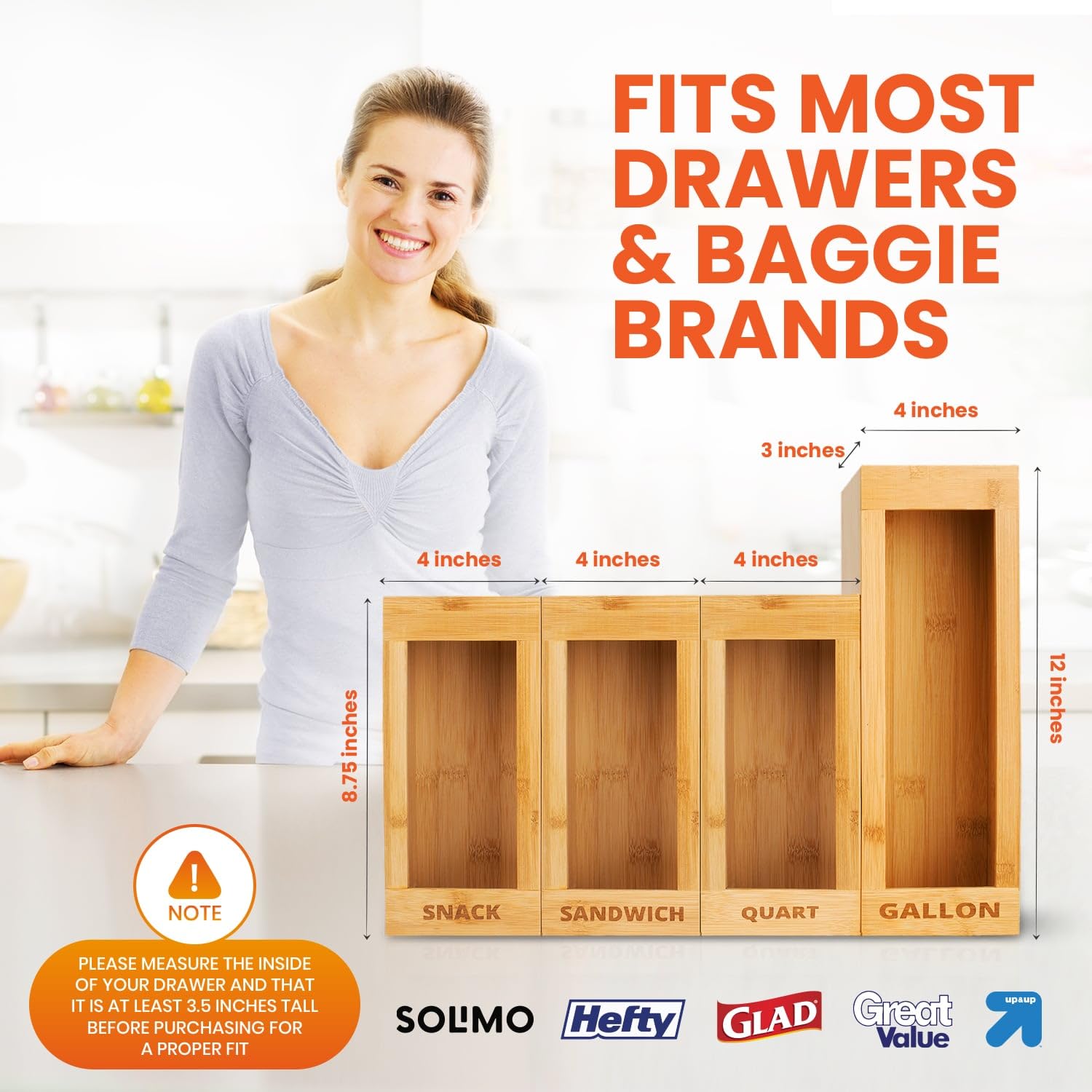 mHomeBilt bamboo bag storage organizer – removable back for simple refills and maintenance.