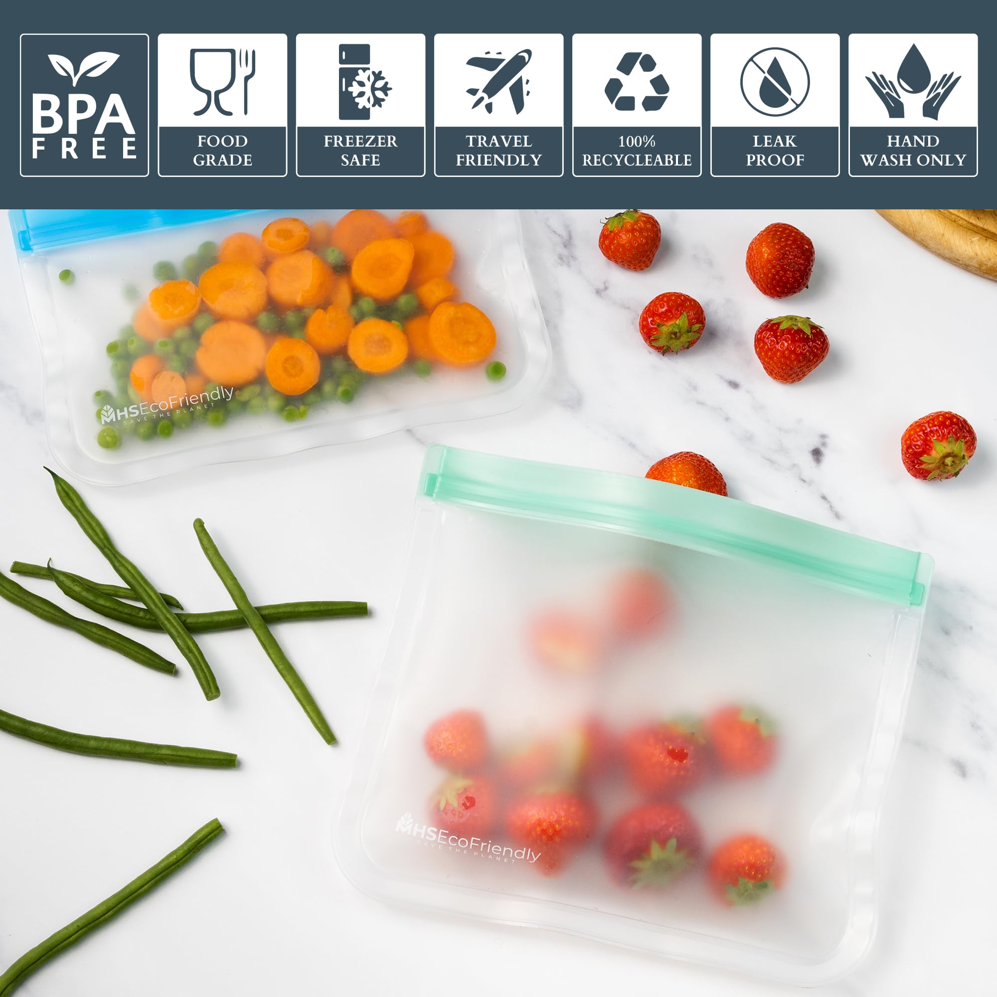 Extra-large MHSEcoFriendly freezer bags handle big leftovers and meal prep batches.