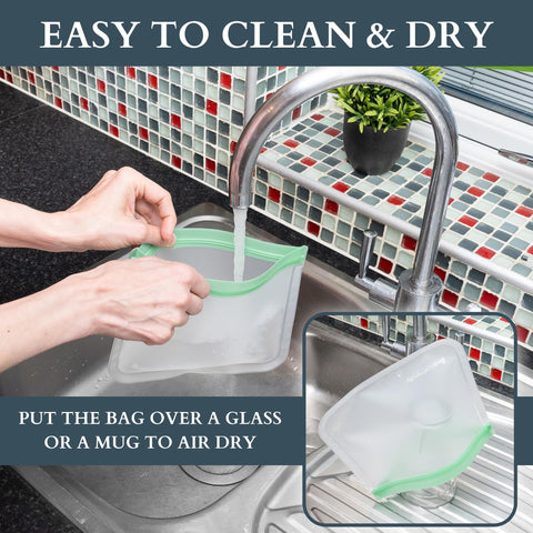 Leakproof double-zip seal on MHSEcoFriendly bags prevents spills in transit or storage.