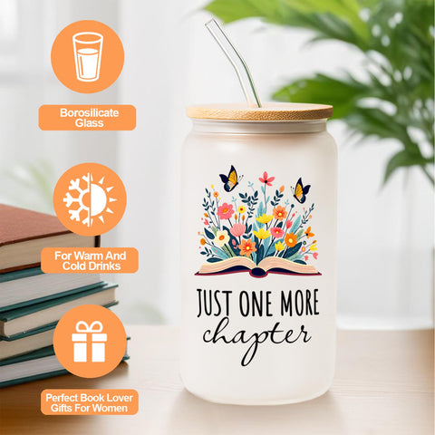MHSMHL glass and straw for refreshing sips during reading breaks