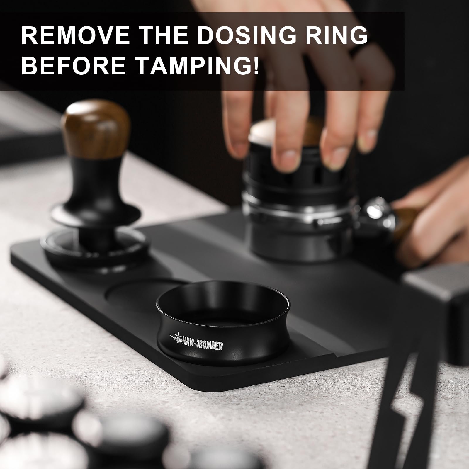 MHW-3BOMBER 58mm portafilter compatibility visual on setup