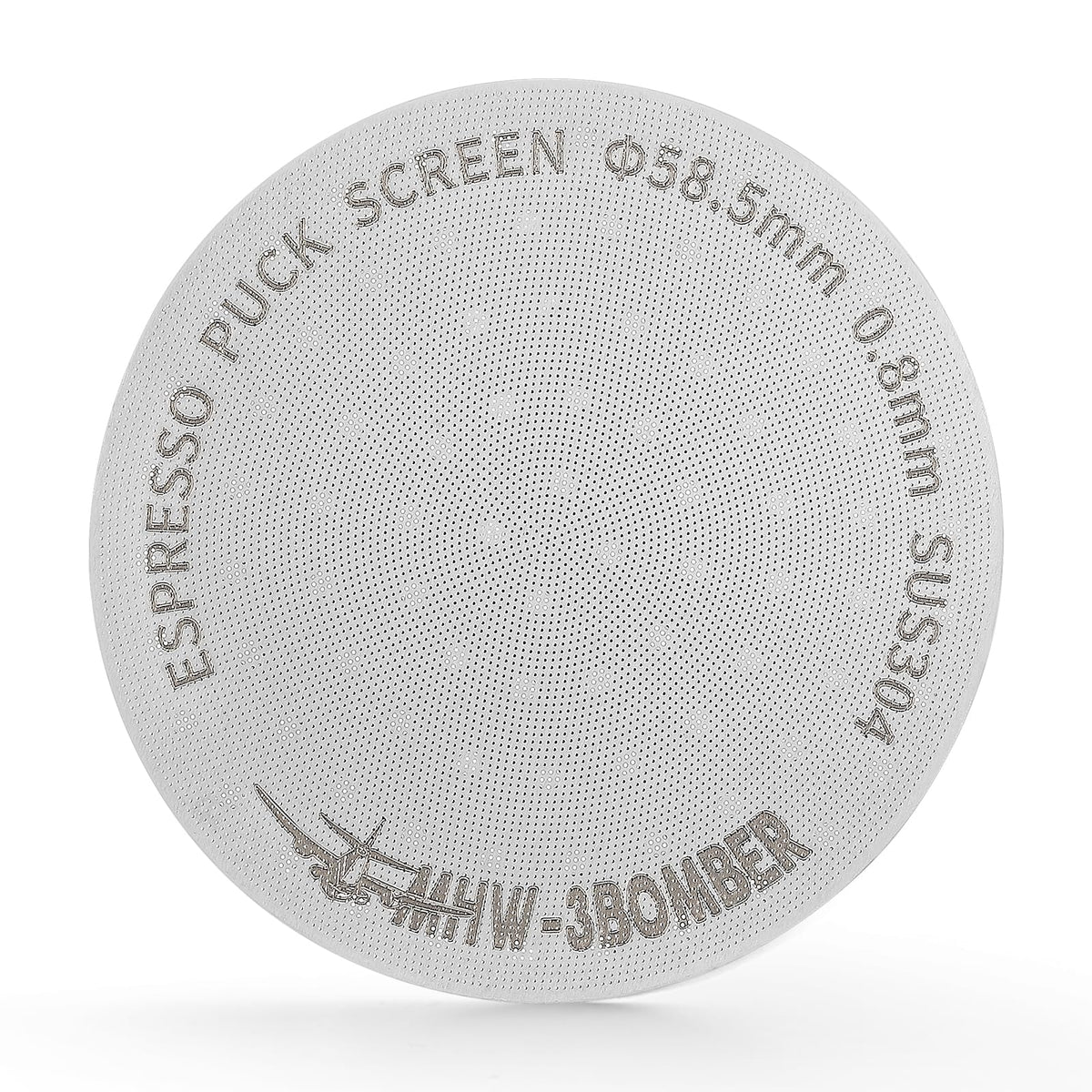 MHW-3BOMBER 58mm puck screen front view for precise espresso filtration