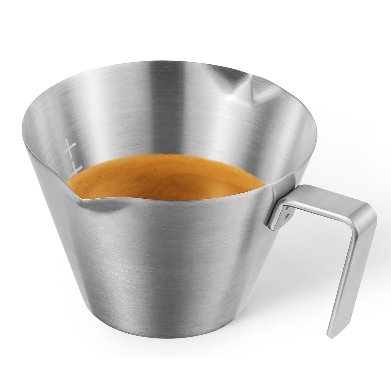 MHW-3BOMBER espresso shot cup with double spouts for precise pouring and spill prevention.
