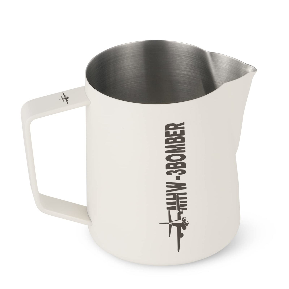 MHW-3BOMBER latte art pitcher with crocodile-mouth design for precise pours.