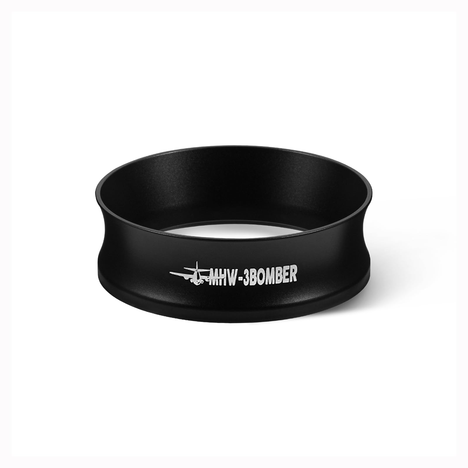 MHW-3BOMBER magnet adsorption ring on 58mm espresso funnel showing stable fit