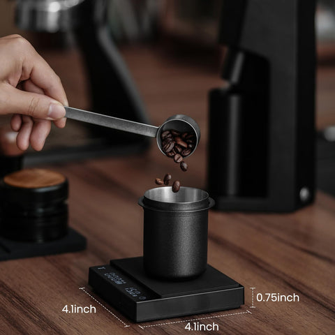 MHW-3BOMBER mini coffee scale compact size on a small counter