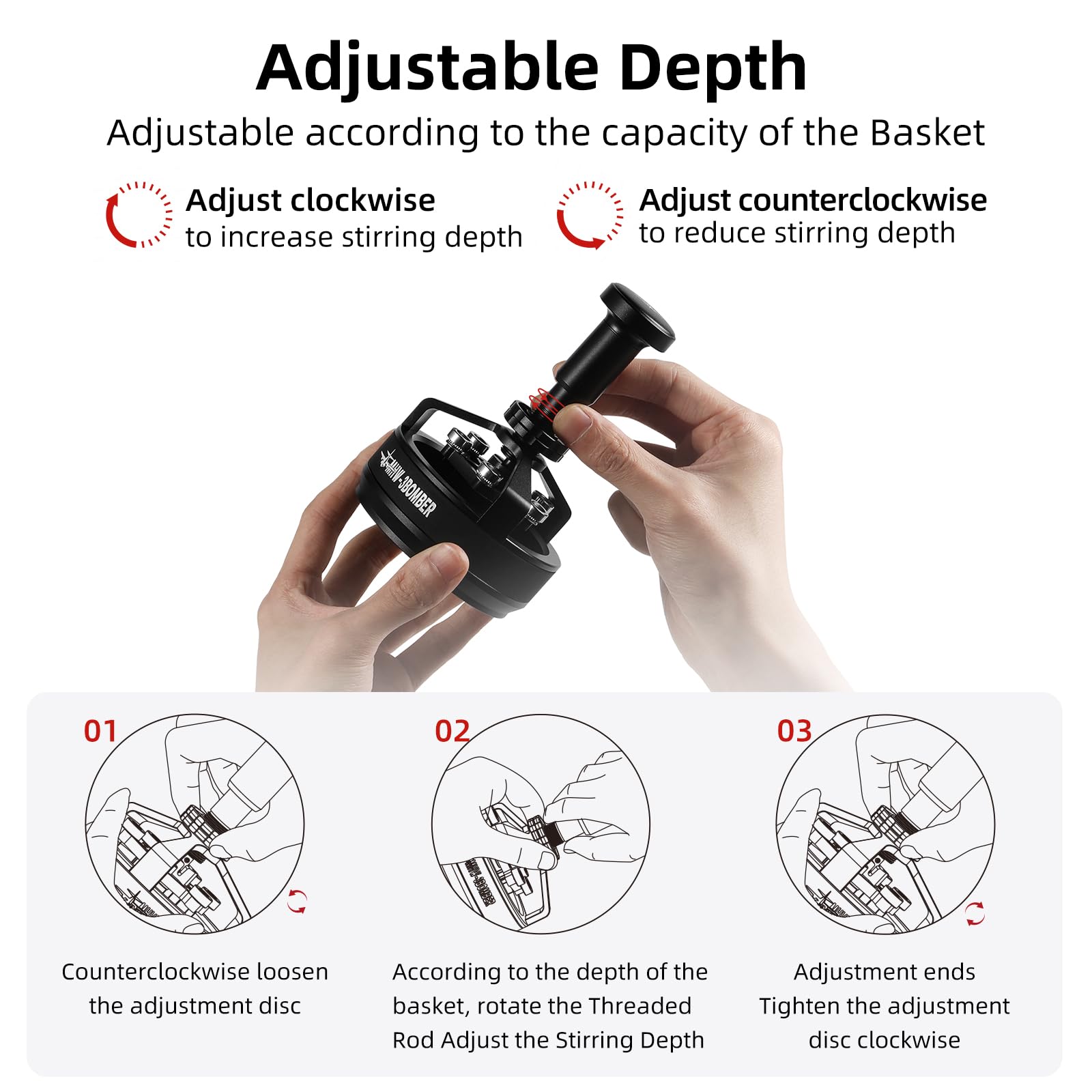 MHW-3BOMBER WDT Tool adjustable needle height for basket tuning