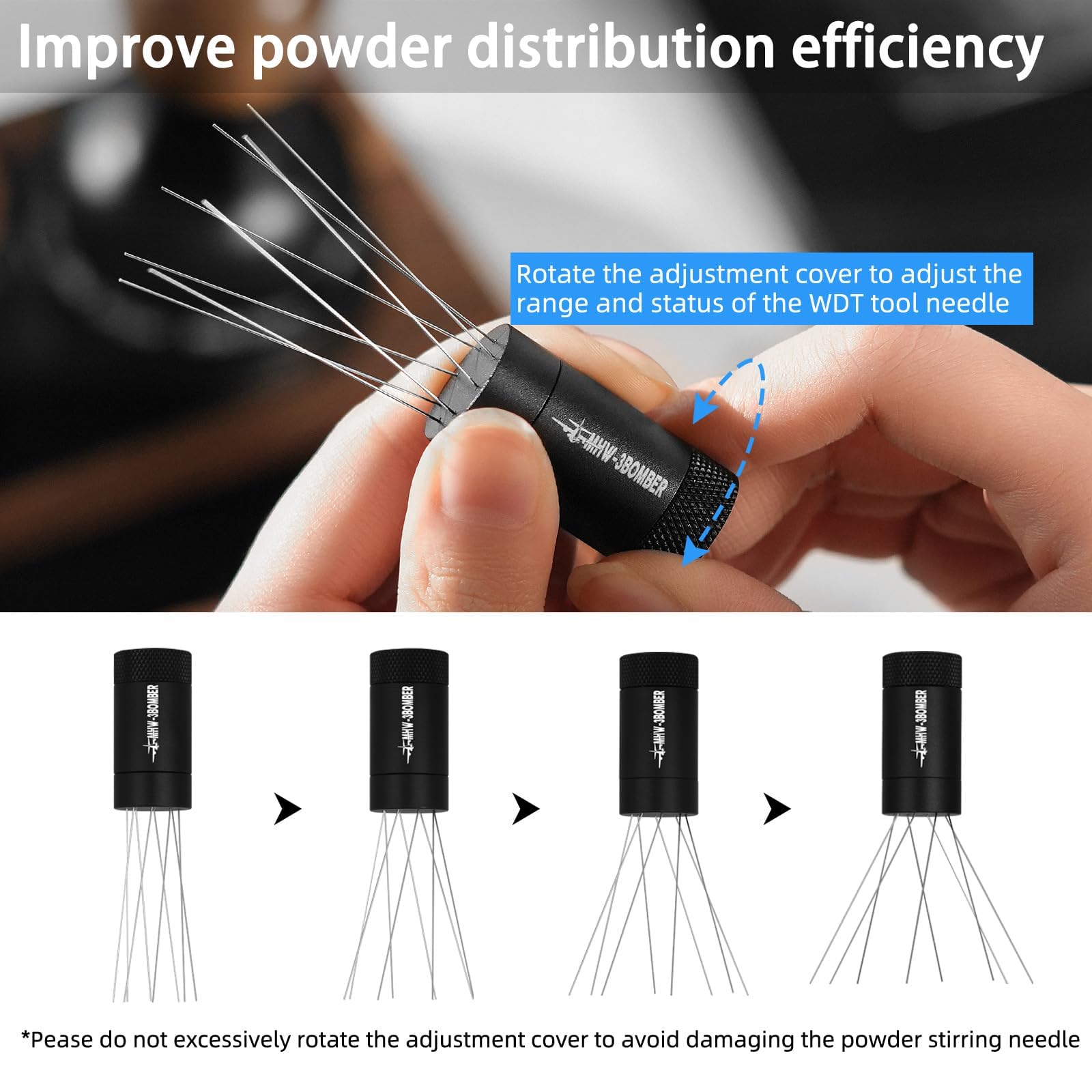 Magnetic stand keeps needles secure when not in use.