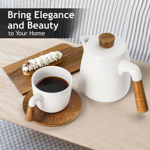 MIAMIO bamboo saucers pair beautifully with the set.