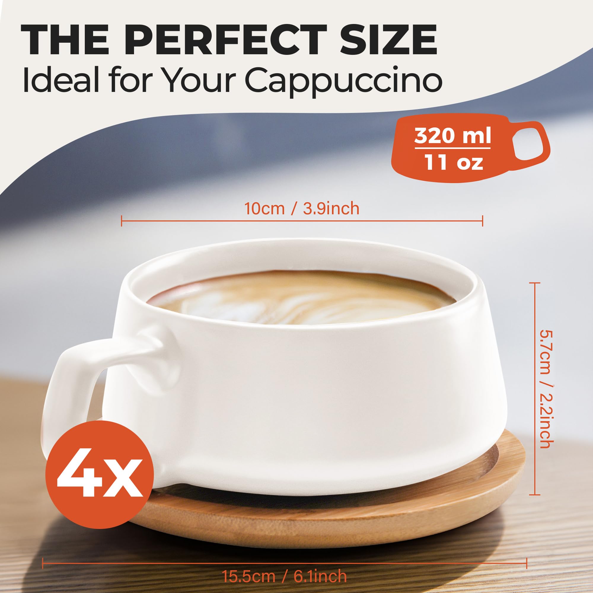 MIAMIO versatile set suits cappuccino, latte, espresso, and tea occasions.