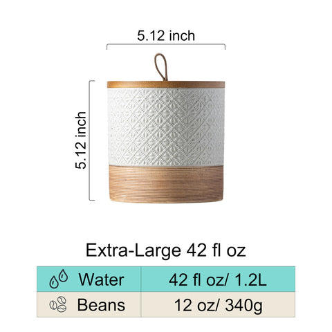 Miamolo 42oz coffee storage jar ready for beans, grounds, or bulk ingredients.