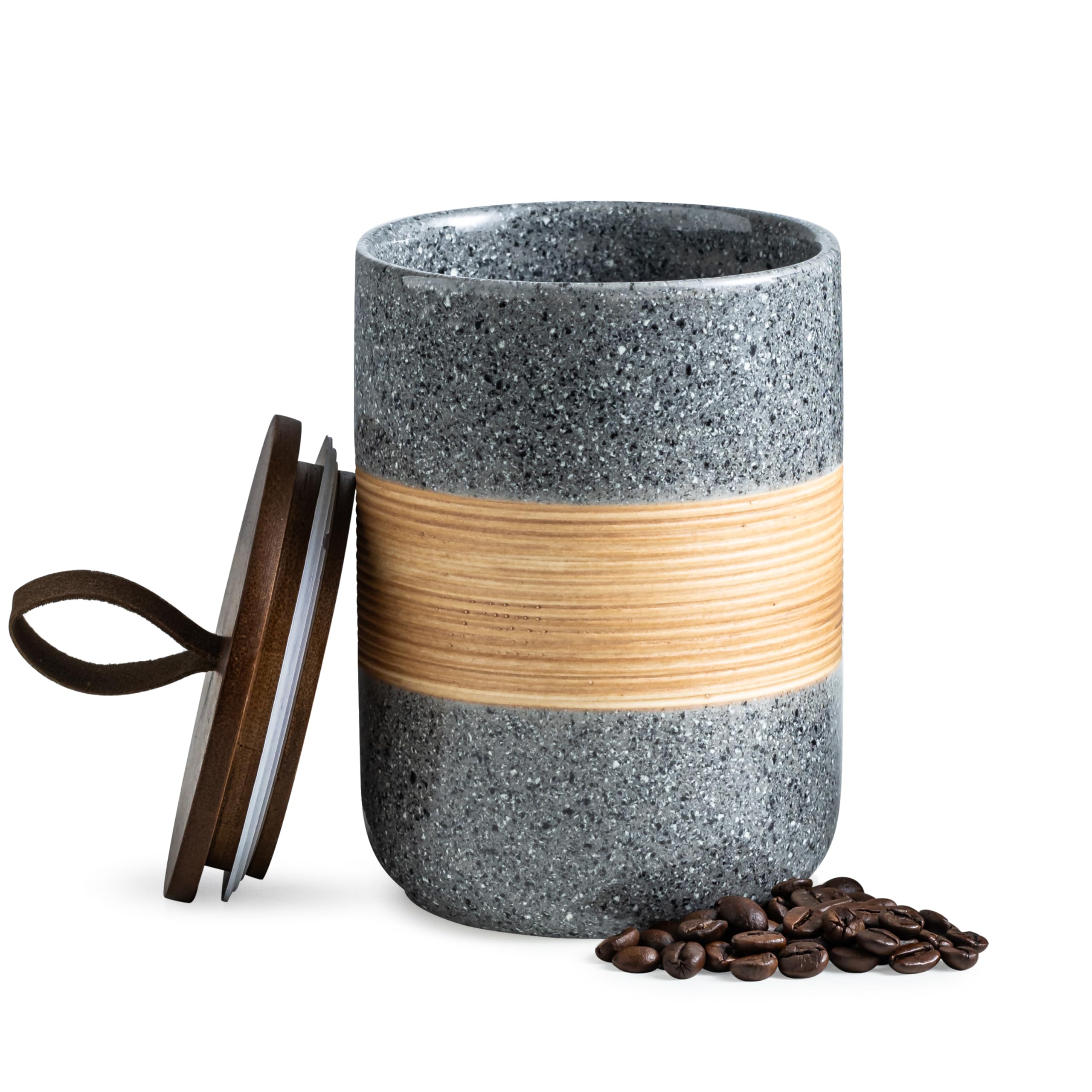 Miamolo airtight ceramic coffee storage jar grey 28oz keeps beans fresh