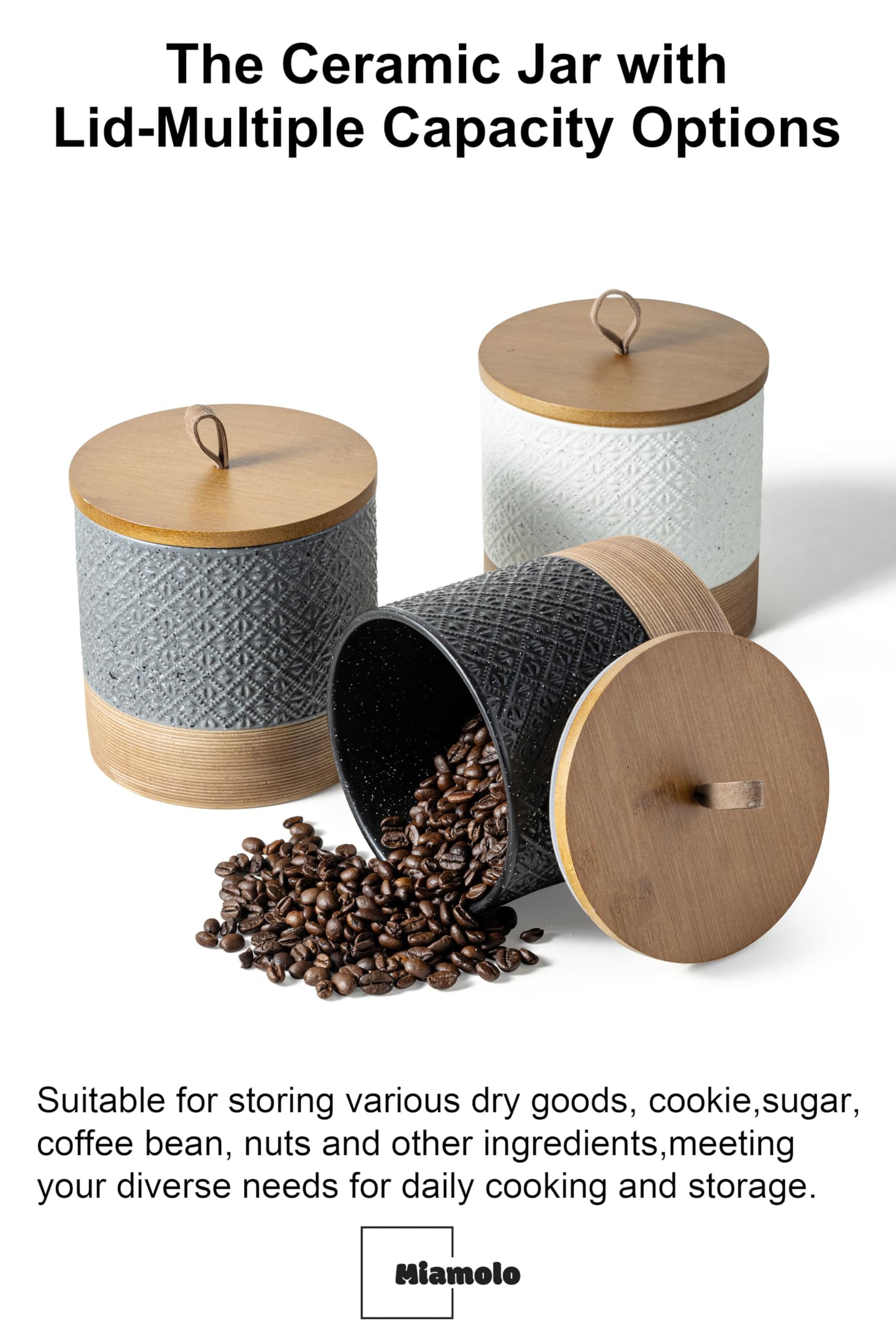 Miamolo bathroom jar holds cotton pads or hair ties with elegance.