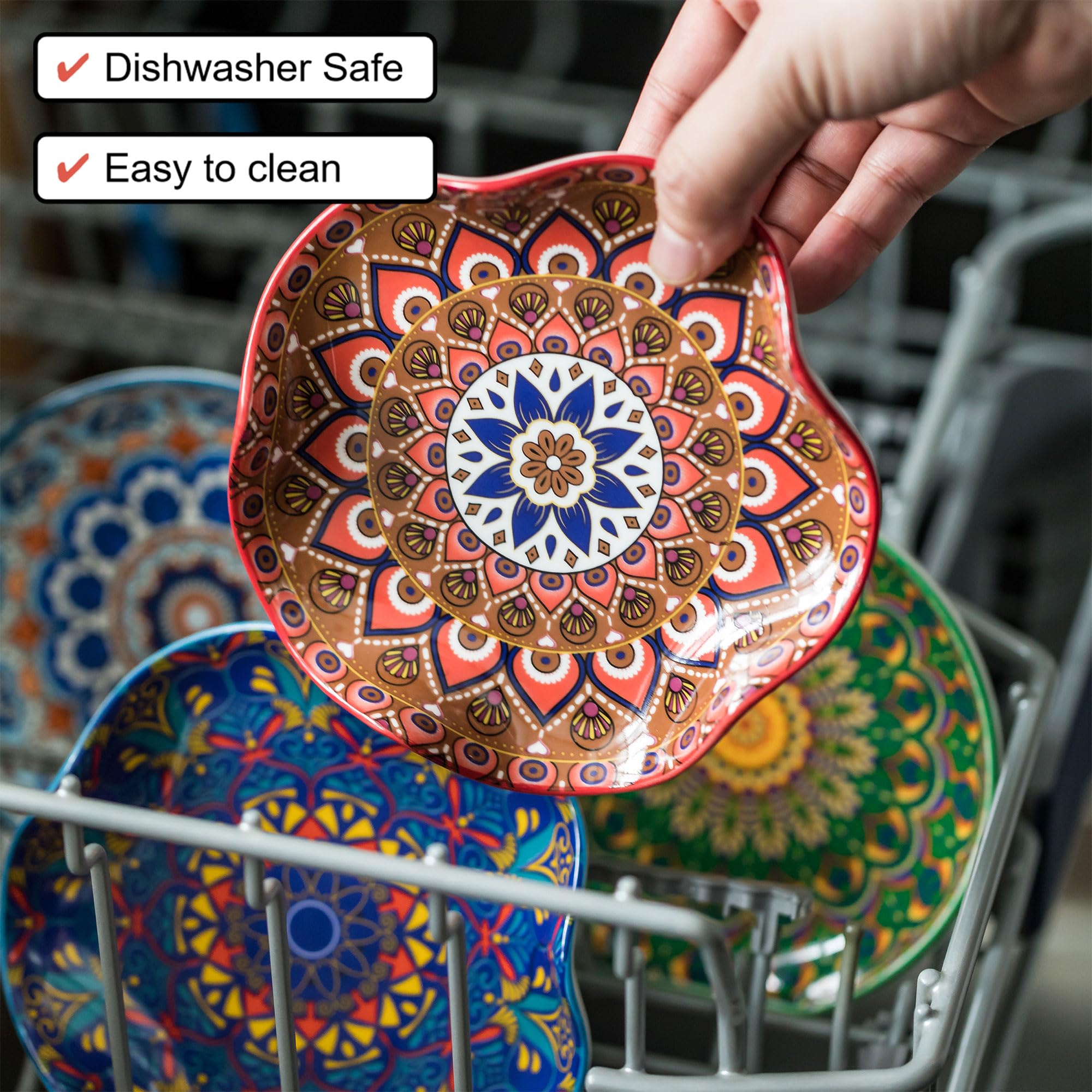 Miamolo Bohemian-pattern spoon rest adds color and reduces countertop clutter.