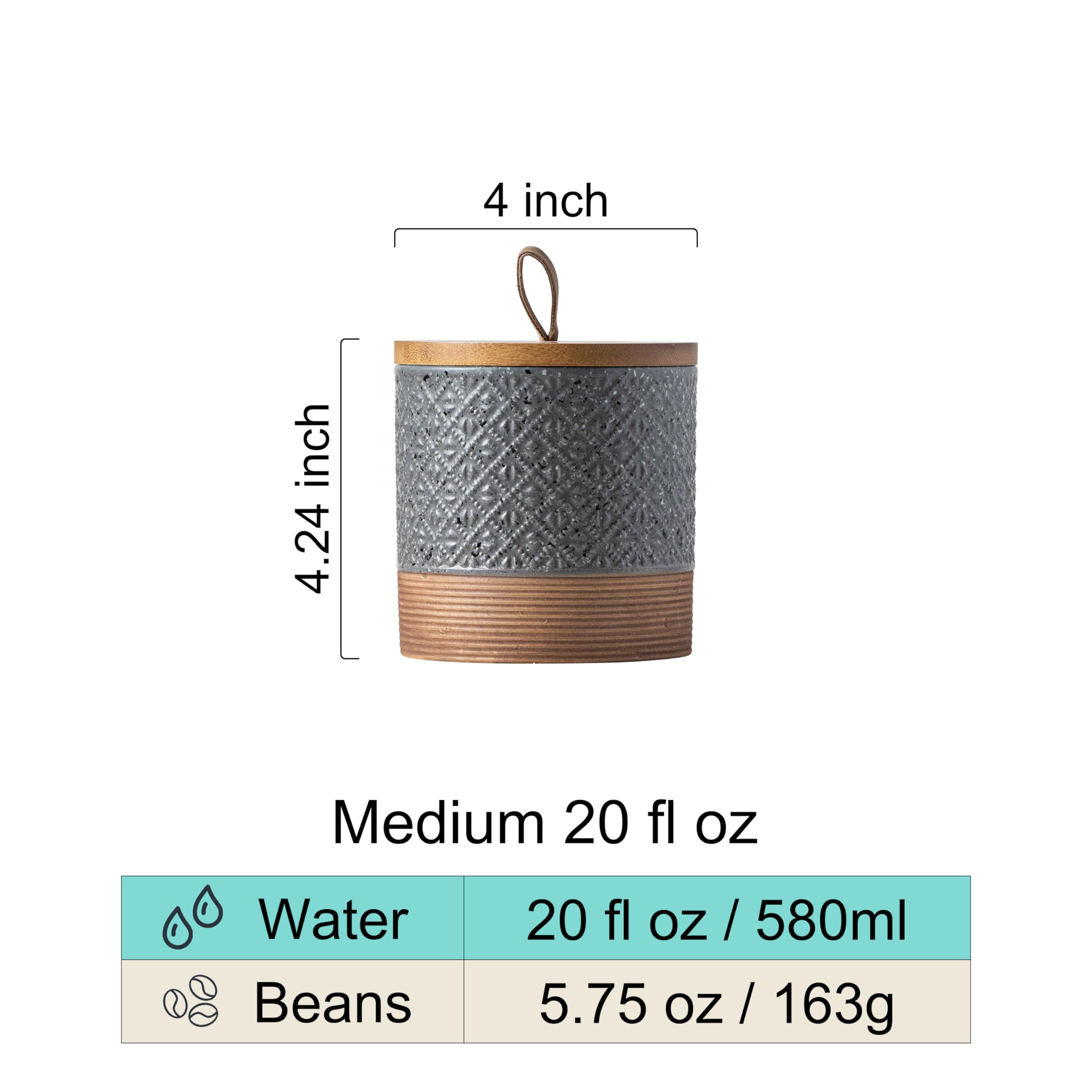 Miamolo 20oz jar ideal for coffee beans and spices