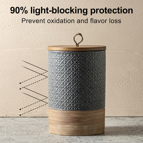Miamolo embossed ceramic jar adds stylish kitchen decor