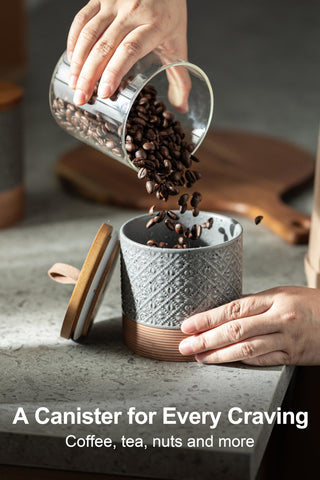 Miamolo jar with tight wooden lid seals airtight for freshness