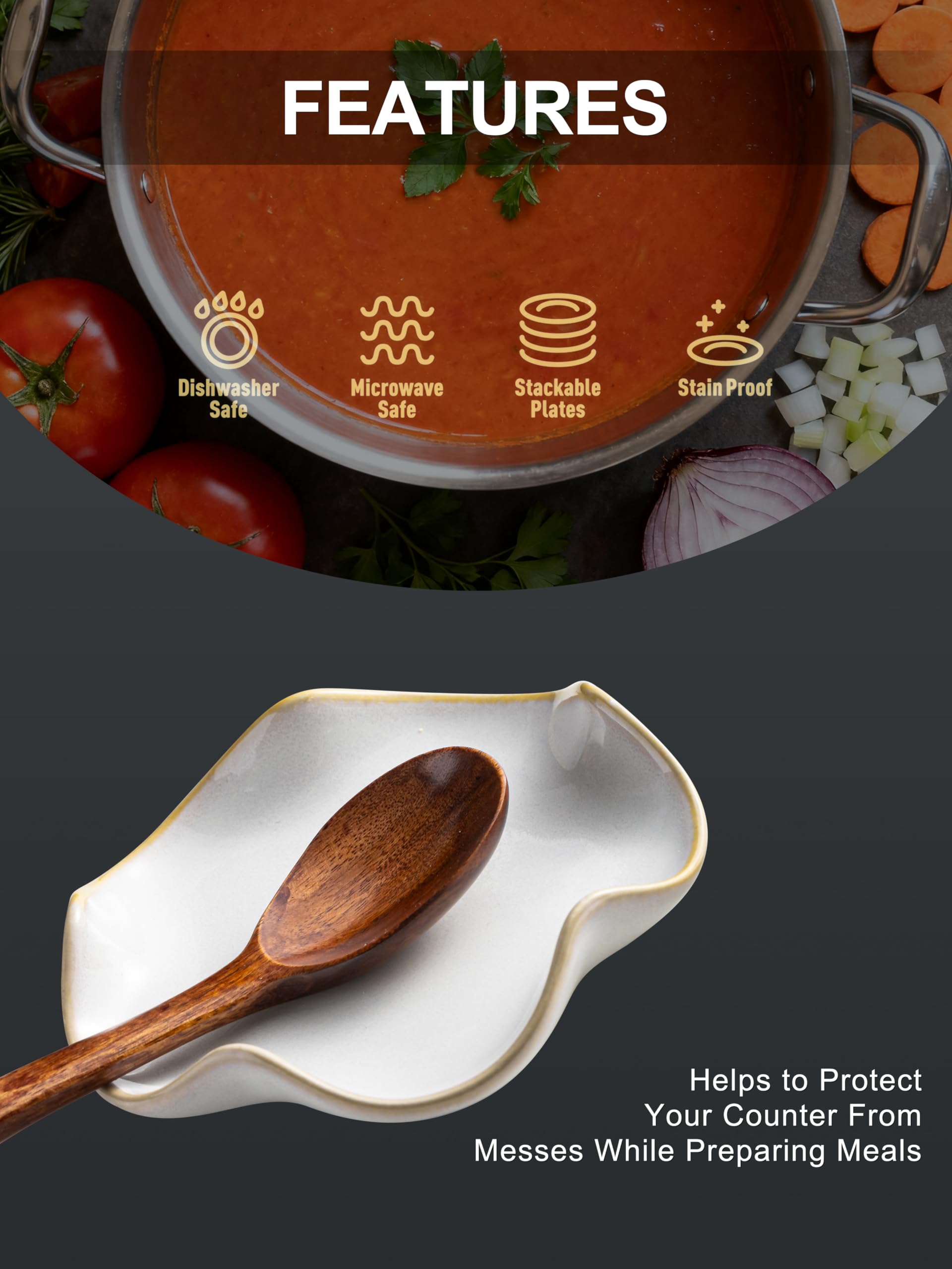 Miamolo ceramic spoon rest 5.3-inch provides heat tolerance near the stove