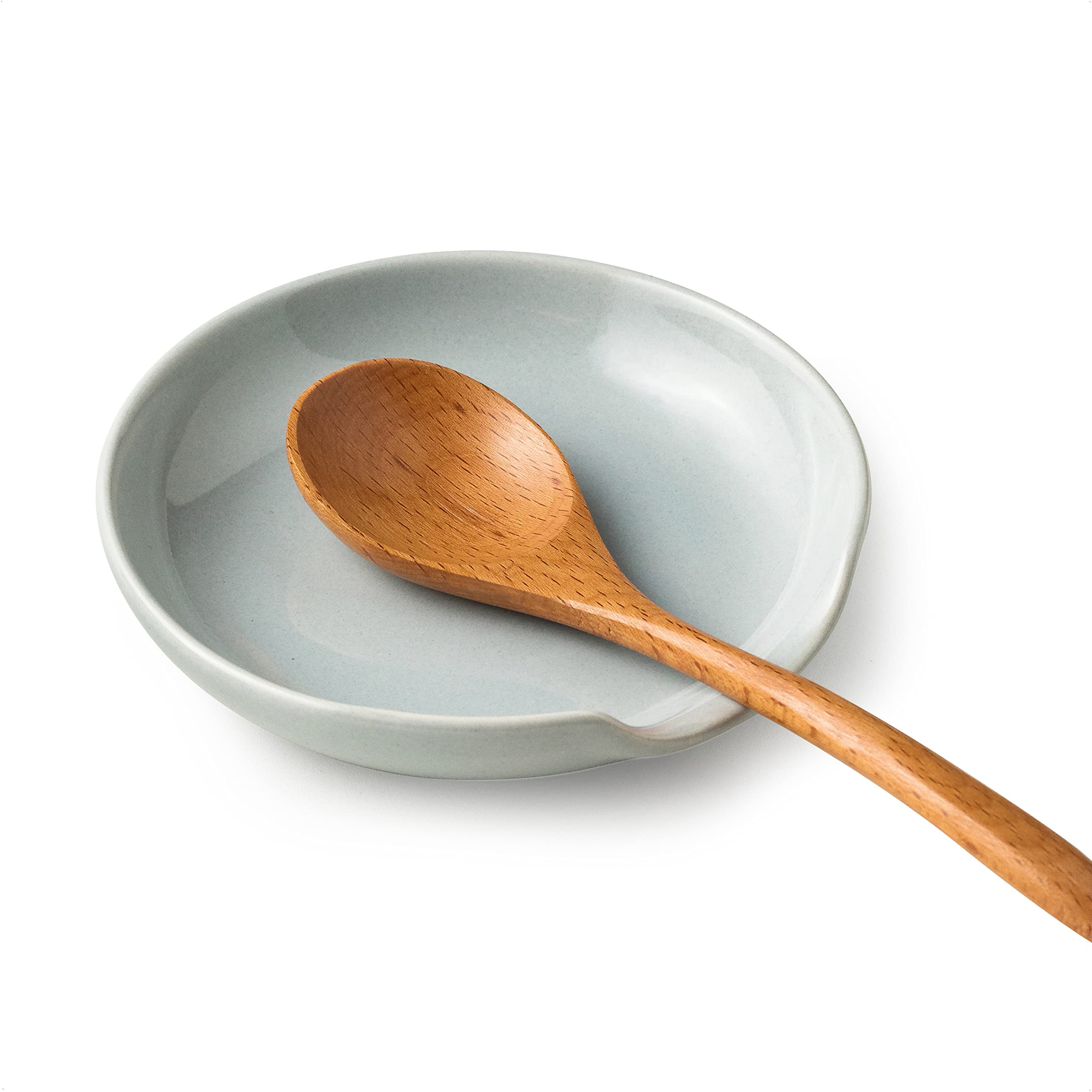 Miamolo ceramic spoon rest with drip tray keeping countertops clean while cooking