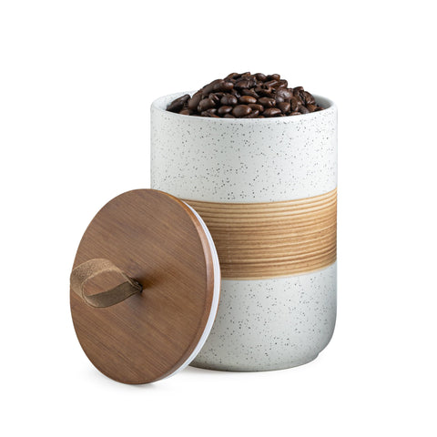 Miamolo coffee container jar with lid seals freshness for a tidy coffee station.