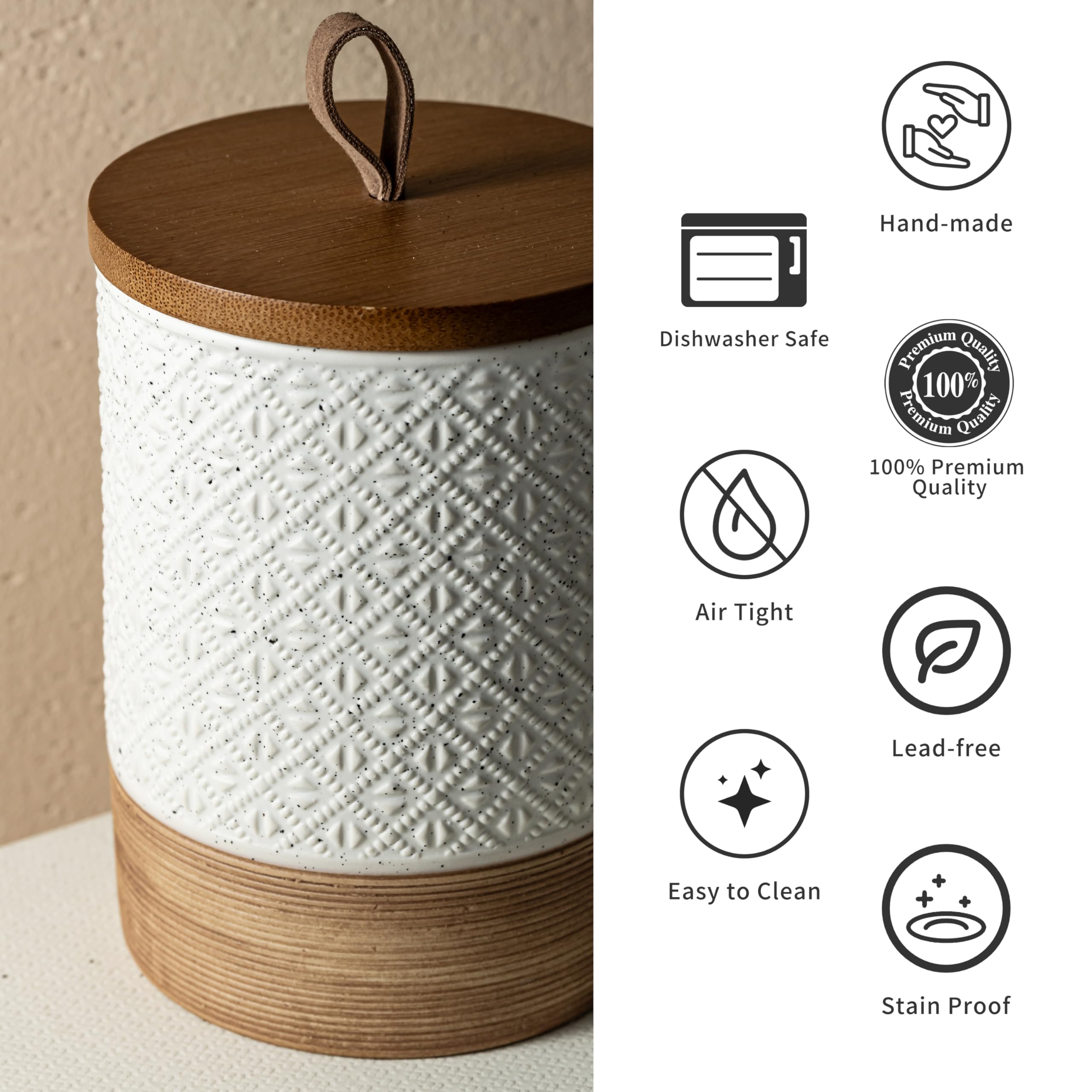 Miamolo coffee storage on kitchen counter keeps beans fresh and organized.