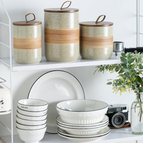 Miamolo decorative kitchen jar on countertop enhances dining room ambiance