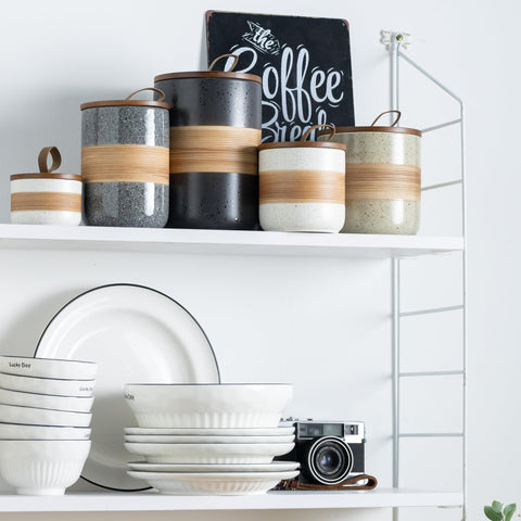 Miamolo five-jar stack creates a tidy countertop display.