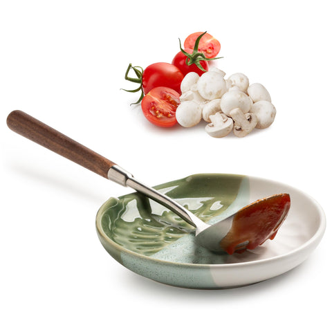 Miamolo gradient green spoon rest on counter, keeps utensils tidy and accessible.