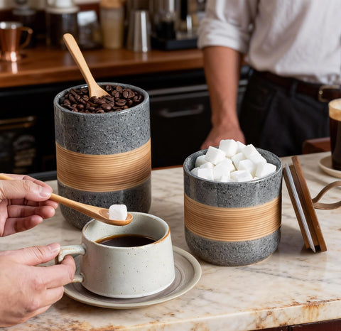Miamolo kitchen-counter decor jars add elegance while storing spices