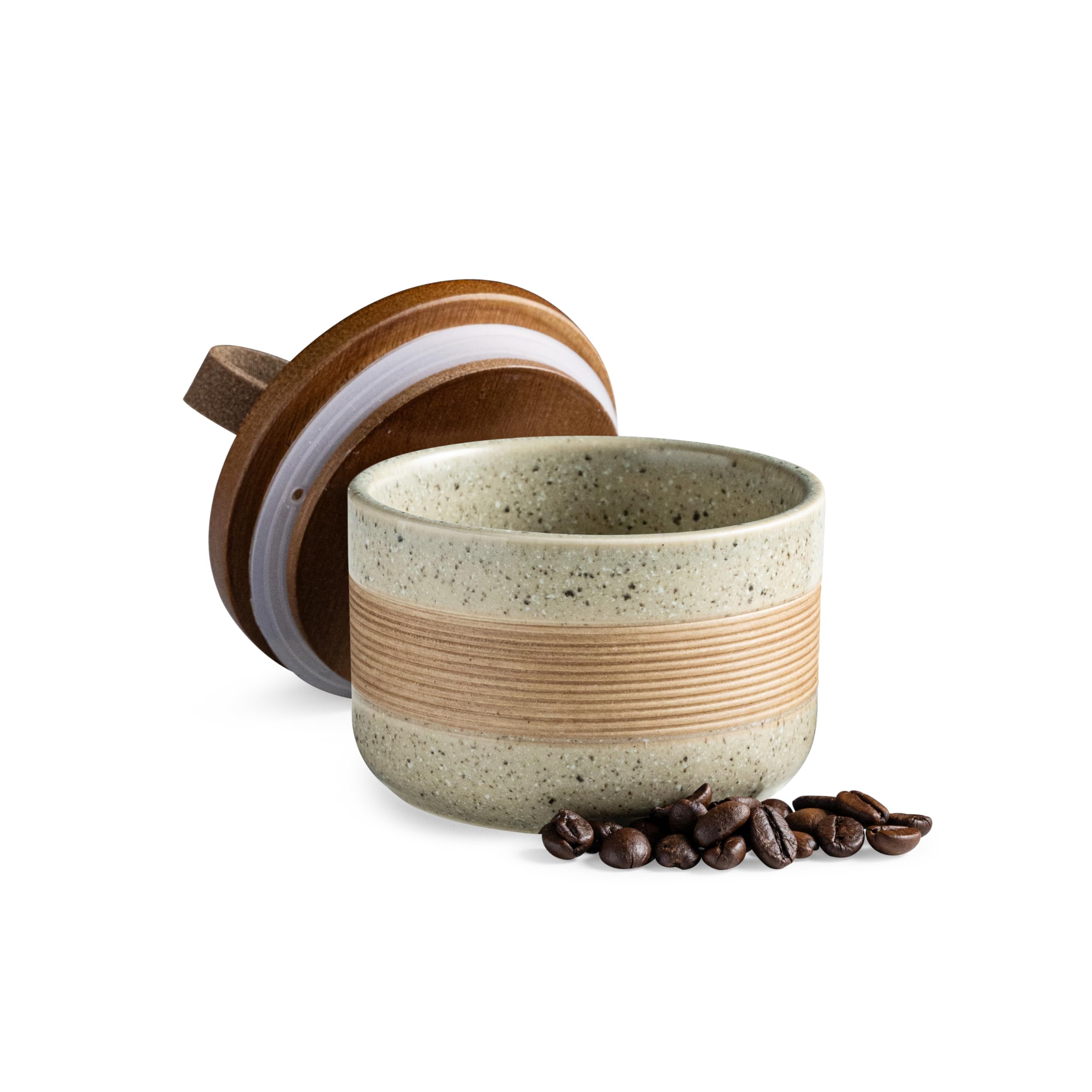 Miamolo small ceramic jar with lid for coffee canister on counter