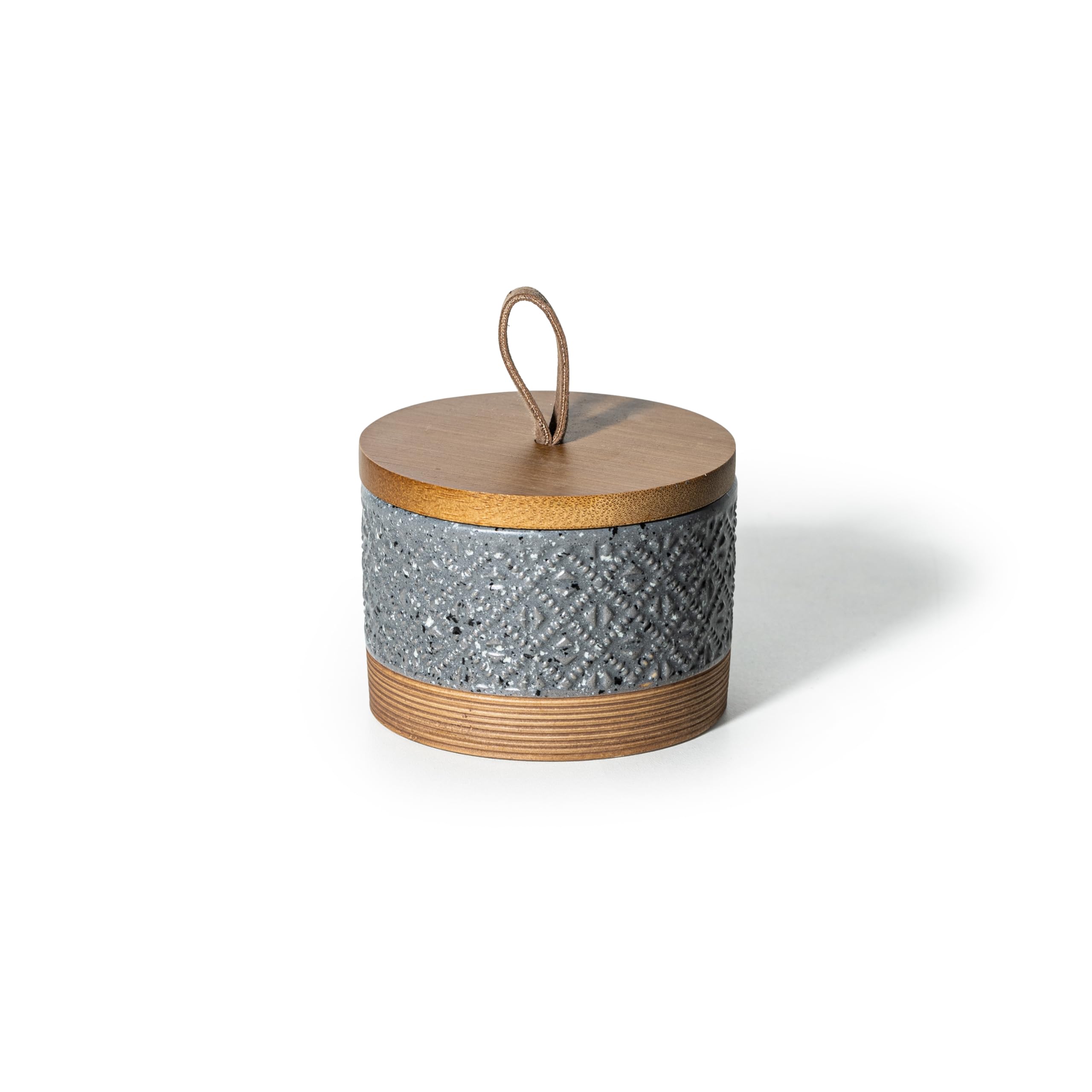 Miamolo small ceramic jar with lid on display, ideal for spice or sugar storage.