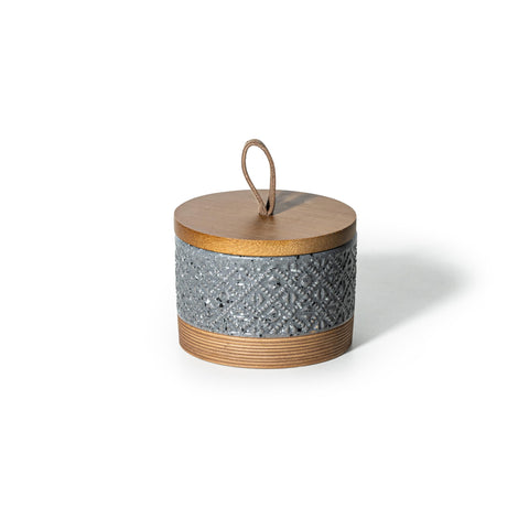 Miamolo small ceramic jar with lid on display, ideal for spice or sugar storage.