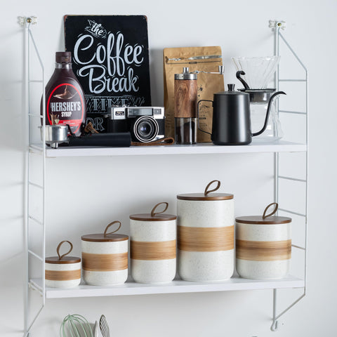 Miamolo spice jars on countertops help keep kitchens organized