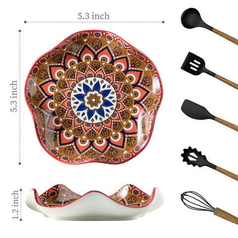 Miamolo ceramic spoon holder on counter, easy to wipe clean after cooking.