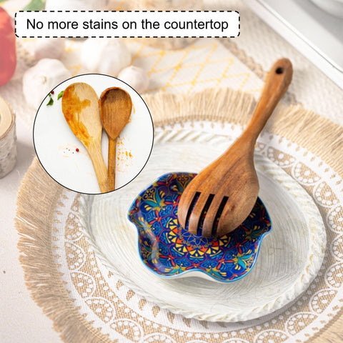 Miamolo spoon rest enhances boho kitchen decor on modern farmhouse counters