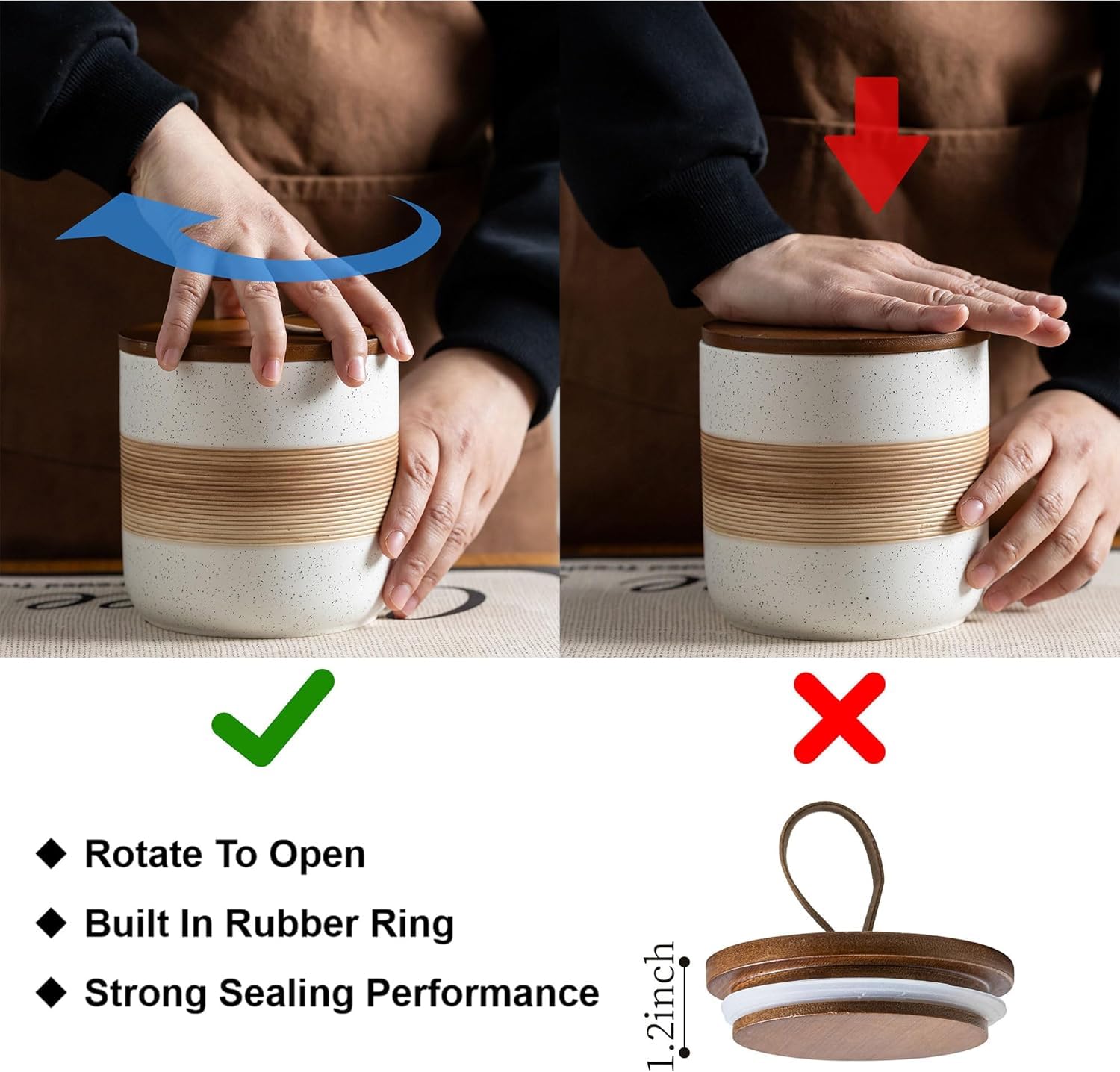 Miamolo stackable ceramic jars save counter space and keep ingredients organized.