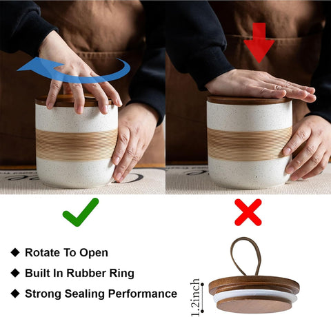 Miamolo stackable ceramic jars save counter space and keep ingredients organized.