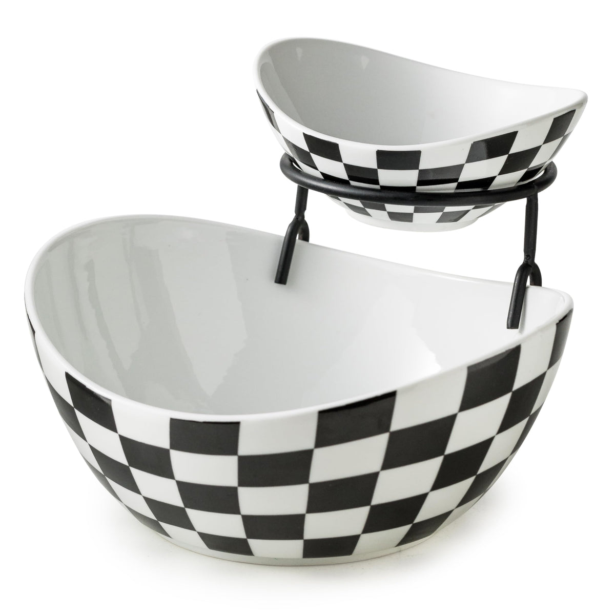 Miamolo tiered chip and dip bowls with stand for stylish entertaining.