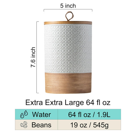 Miamolo white 64oz storage jar on counter ideal for bulk pantry items.