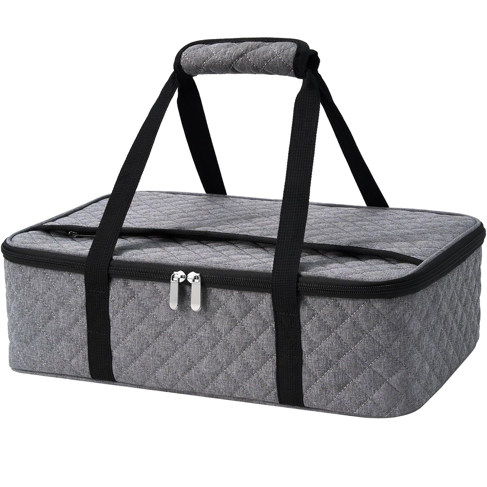 MIAOJIE casserole carrier front view with dual handles for easy transport.