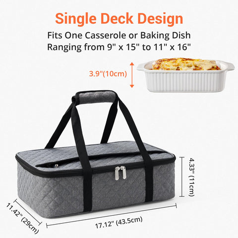 Open compartments show two large sections for hot or cold meals on the go.