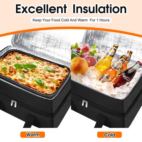MIAOJIE casserole carrier two handles and exterior pocket aid portability.