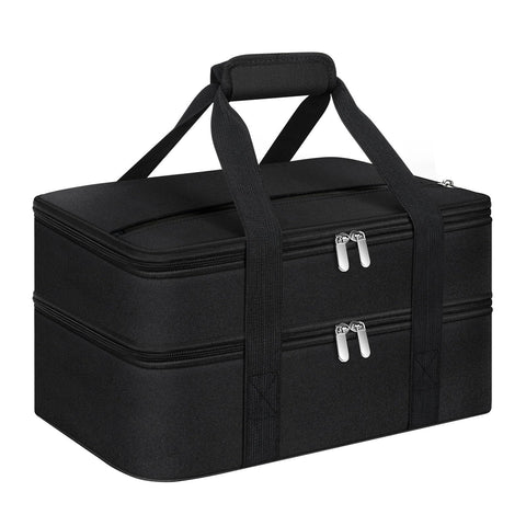 MIAOJIE casserole carrier exterior shows compact 16x10 inch size for easy transport.