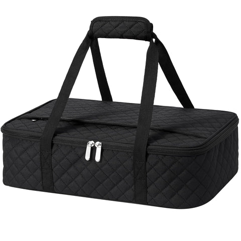 MIAOJIE dual-deck insulated casserole carrier keeps meals warm during travel.