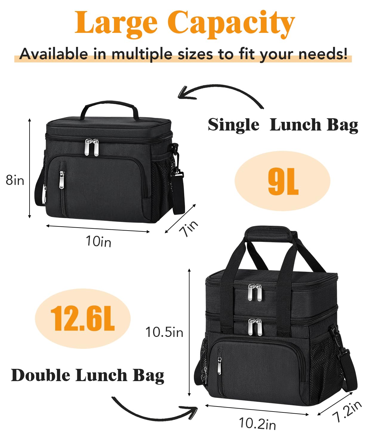 MIAOJIE lunch bag with adjustable strap for comfortable commutes.