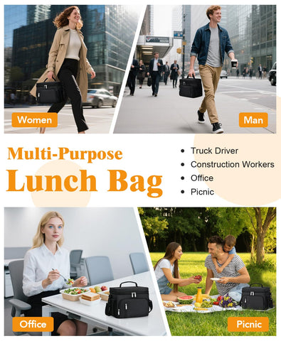 MIAOJIE lunch bag inner mesh pocket stores utensils or ice packs.