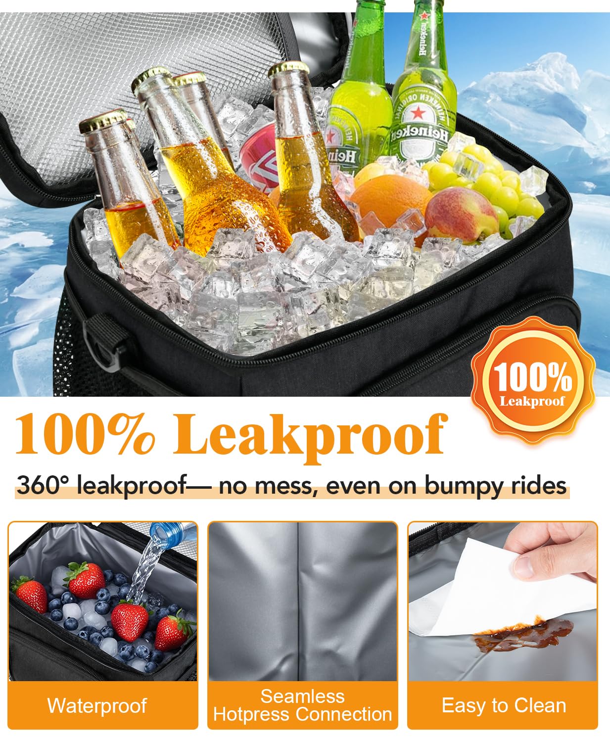 MIAOJIE lunch bag with leakproof EVA lining prevents spills.