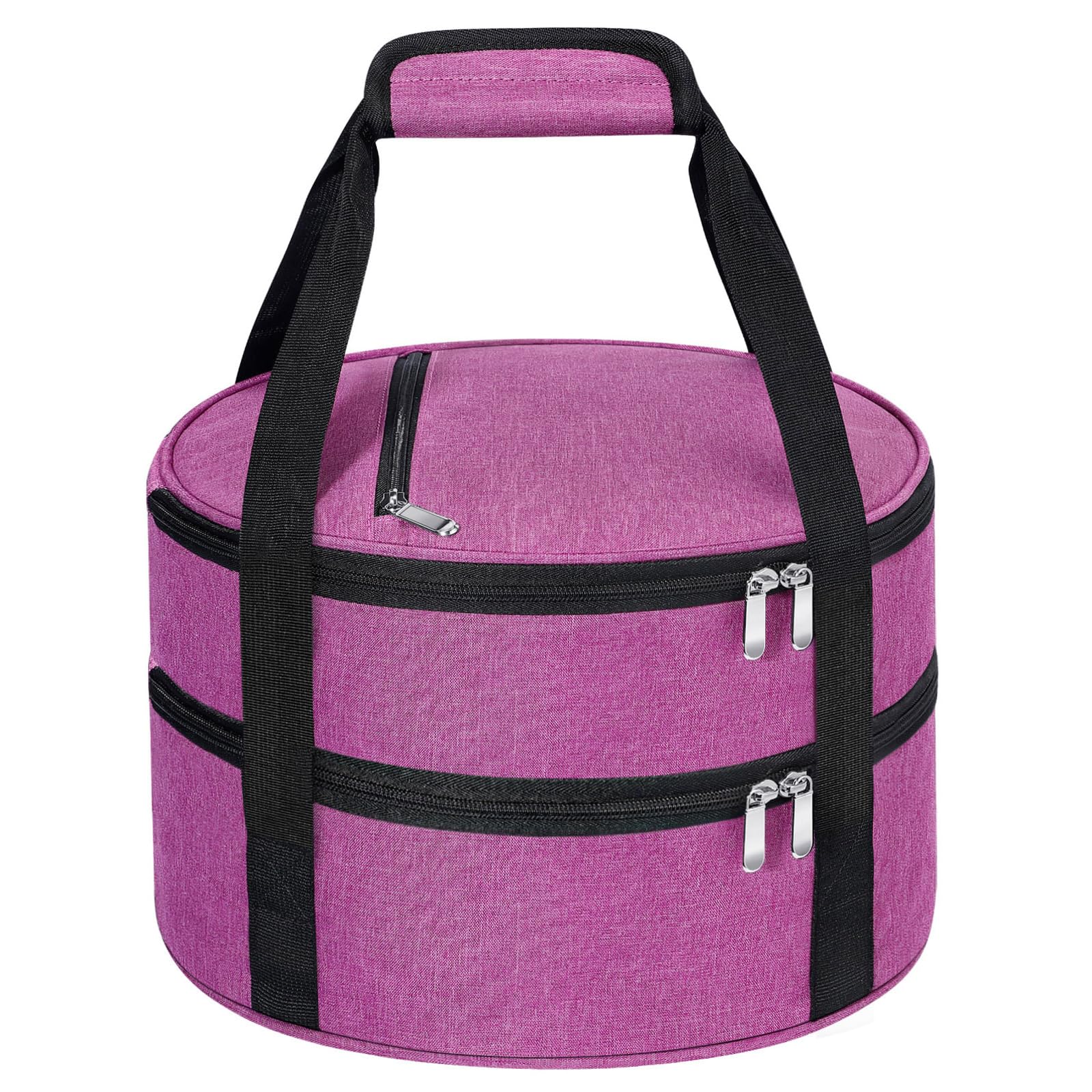MIAOJIE round casserole carrier in rose red for picnics and potlucks.
