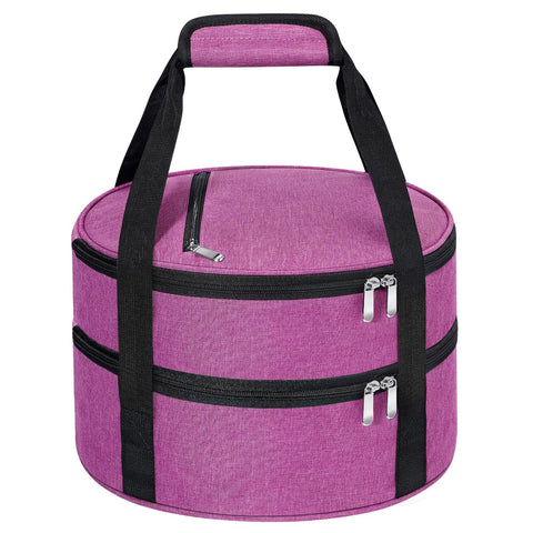 MIAOJIE round casserole carrier in rose red for picnics and potlucks.