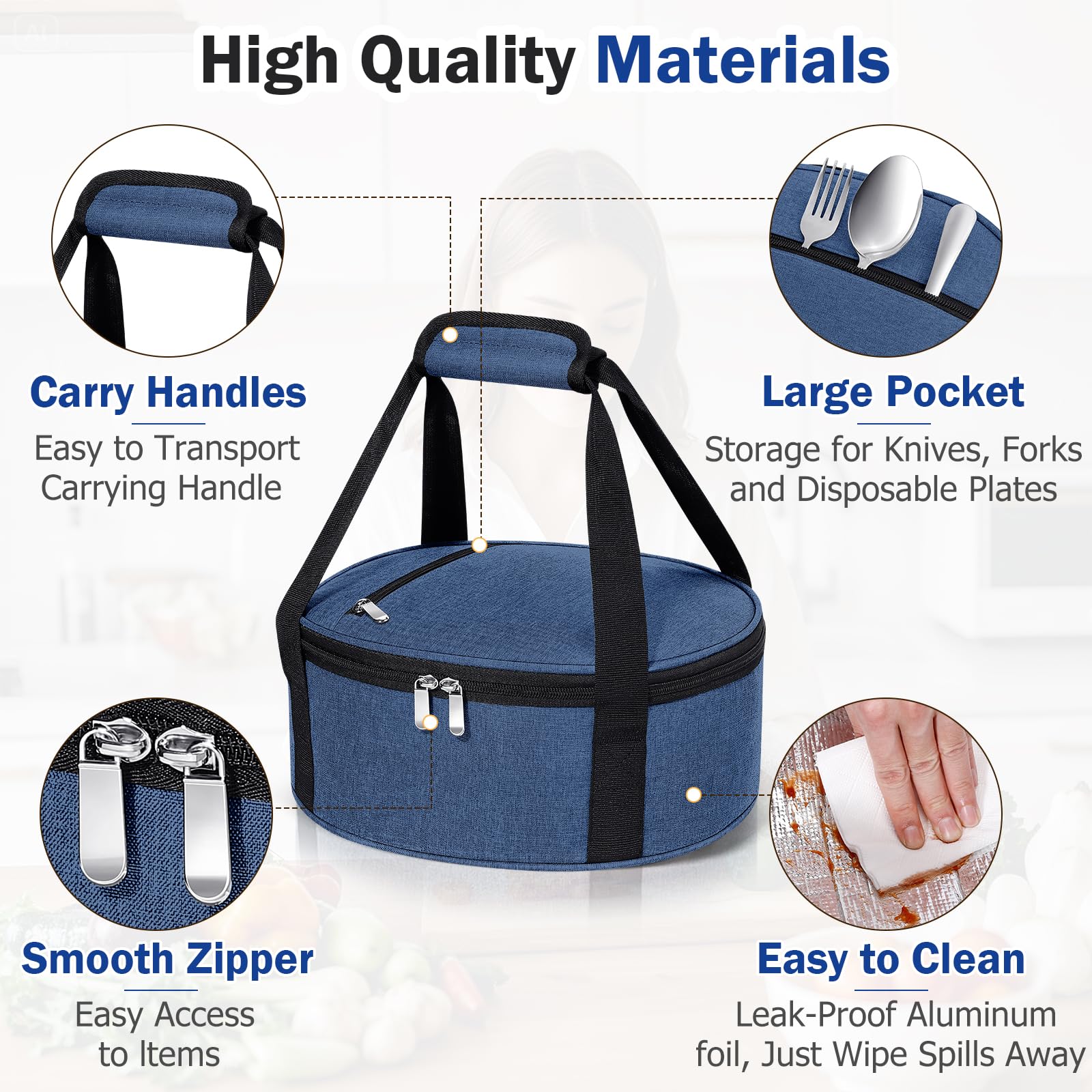 MIAOJIE carrier with leakproof lid demonstrates secure transport of hot or cold dishes.